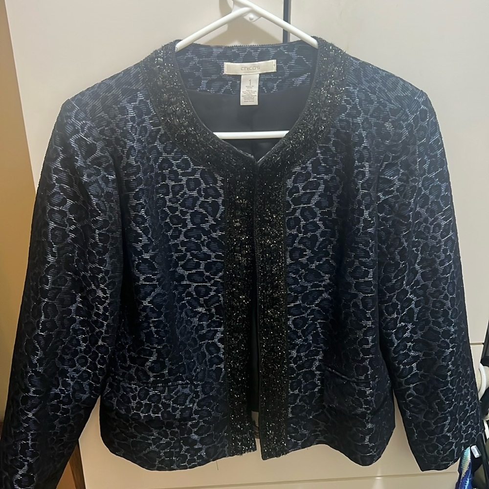 Black/ Blue  trimmed Jacket CHICO’S